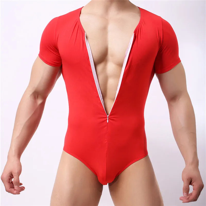 Men's Zip-Front Bodysuit Body Shaper - Slimming Compression Romper