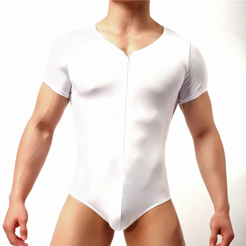 Men's Zip-Front Bodysuit Body Shaper - Slimming Compression Romper