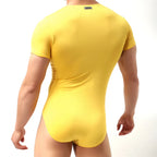 Men's Zip-Front Bodysuit Body Shaper - Slimming Compression Romper
