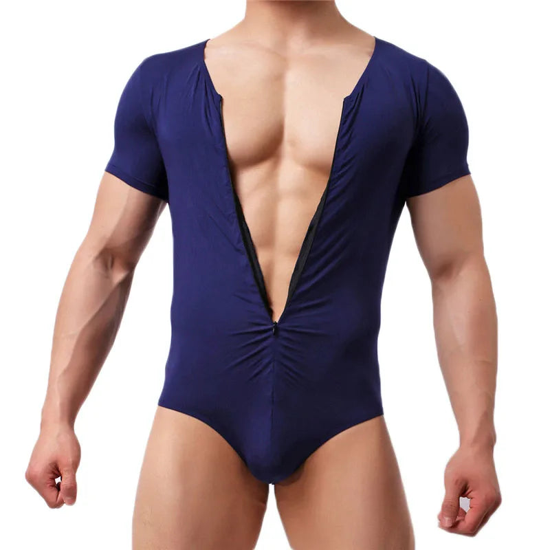 Men's Zip-Front Bodysuit Body Shaper - Slimming Compression Romper