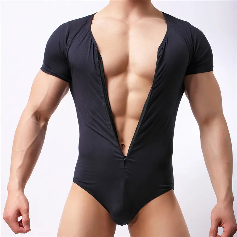 Men's Zip-Front Bodysuit Body Shaper - Slimming Compression Romper