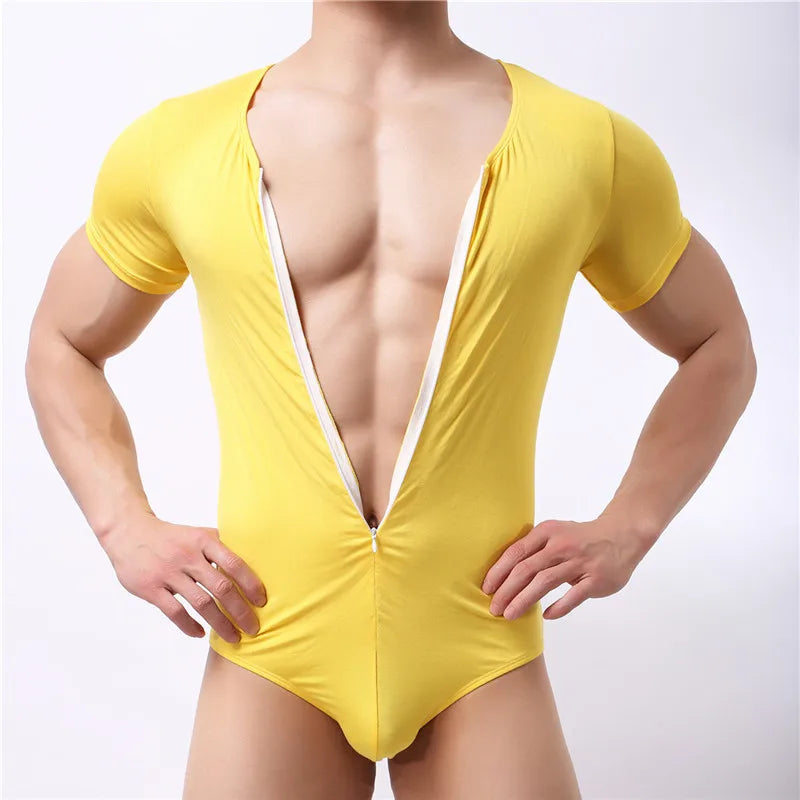 Men's Zip-Front Bodysuit Body Shaper - Slimming Compression Romper
