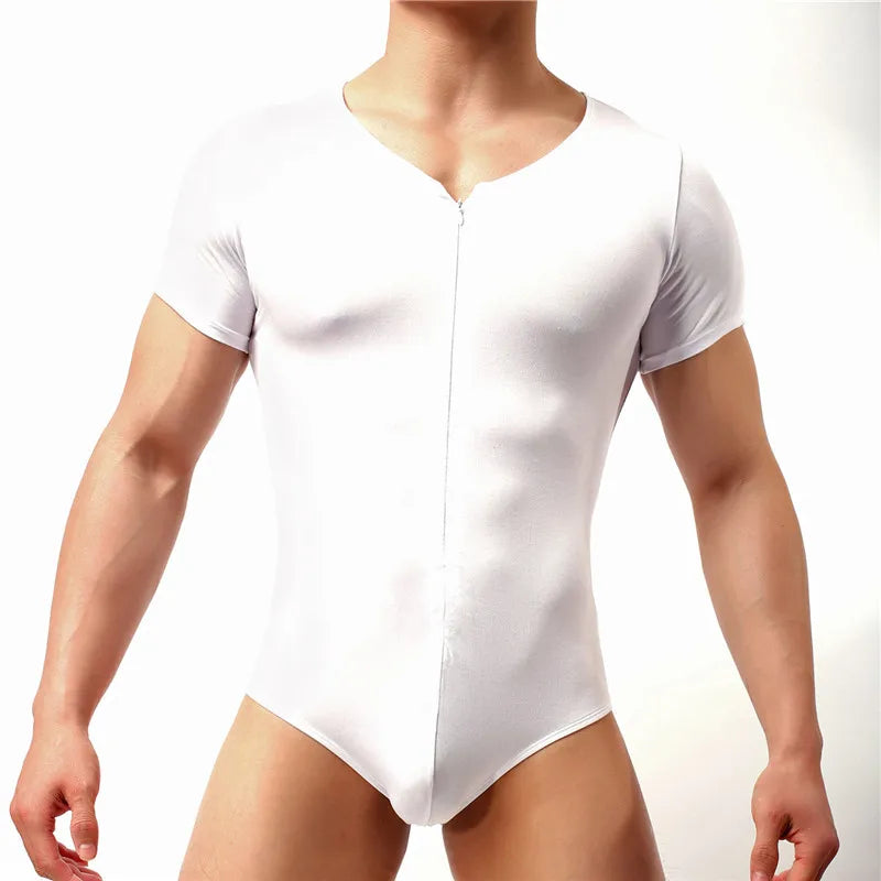 Men's Zip-Front Bodysuit Body Shaper - Slimming Compression Romper