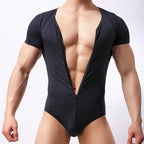 Men's Zip-Front Bodysuit Body Shaper - Slimming Compression Romper