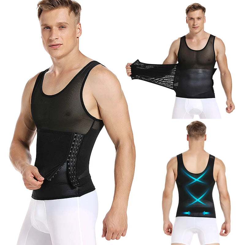 Men's Waist Trainer Vest with Tummy Control & Back Posture Support