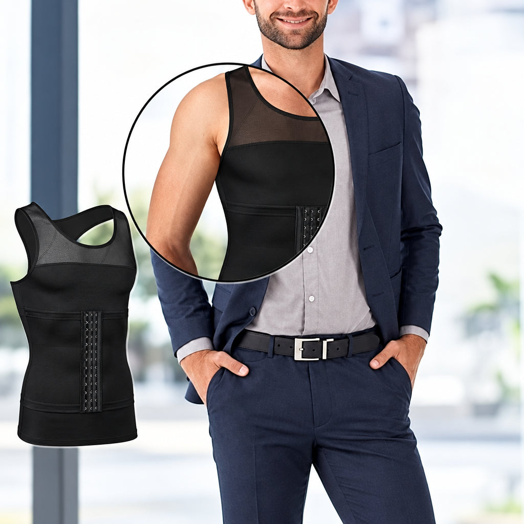 Men's 2-in-1 Waist Trainer Compression Tank with Hooks
