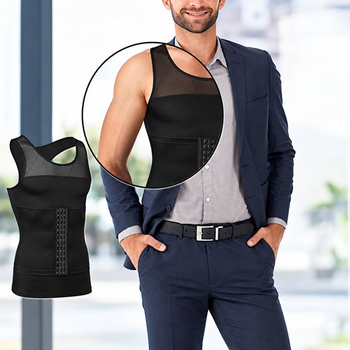 Men's 2-in-1 Waist Trainer Compression Tank with Hooks