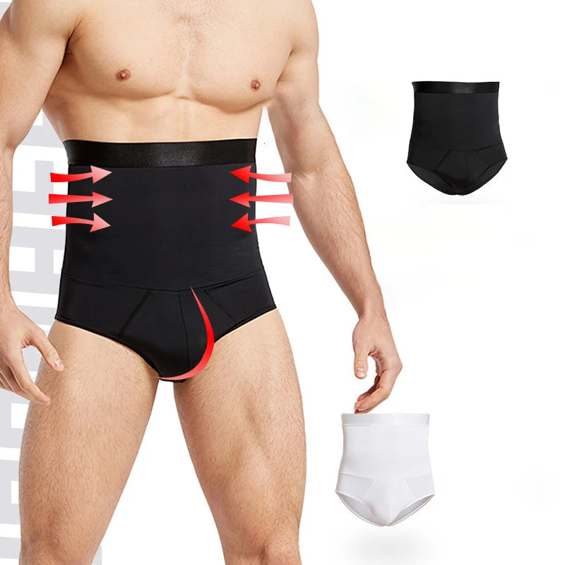 Men's High-Waist Compression Boxer Briefs with Tummy Control