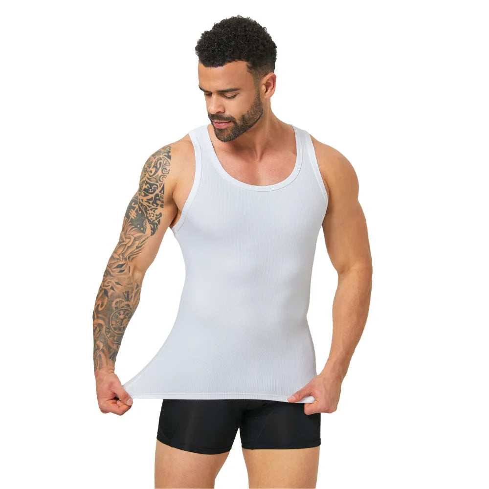 Men's Ribbed Tummy Control Compression Tank Top