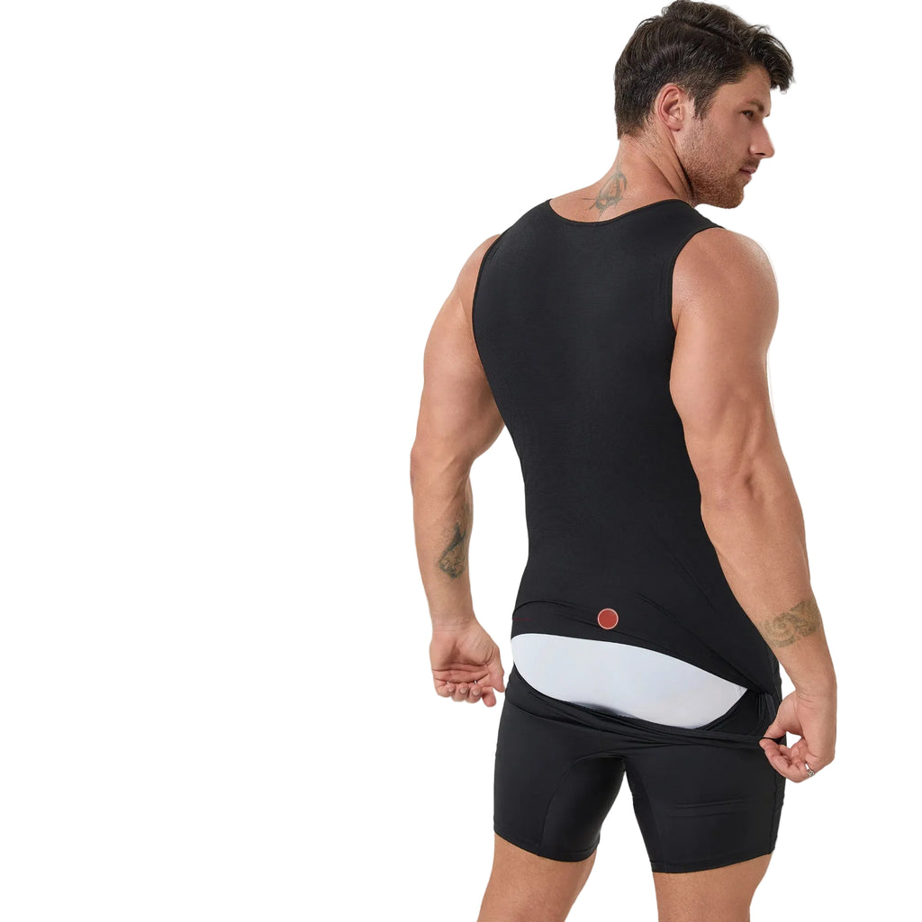 Men's Full Body Shaper Bodysuit with Bathroom-Friendly Opening Waist