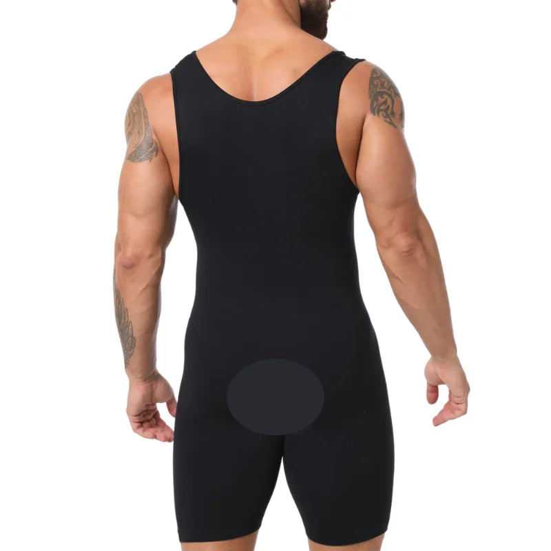 Men's Seamless Full-Body Shaper Bodysuit with Tummy Control