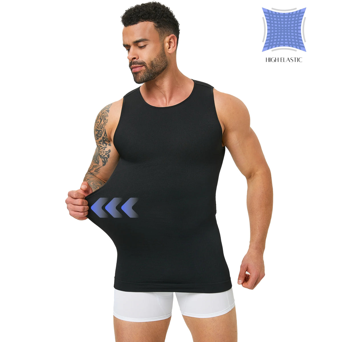 Men's Seamless Compression Tank Top with Chest & Tummy Control