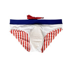 Men's Low-Rise Striped Swim Briefs with Push-Up Pouch