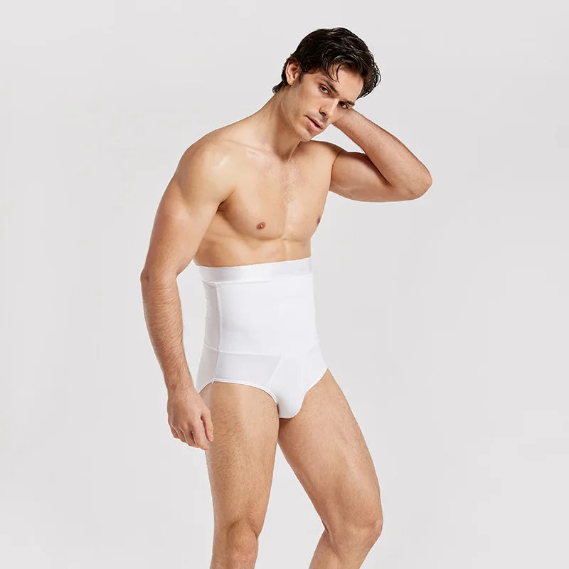 Men's High-Waist Compression Boxer Briefs with Tummy Control