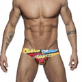 Men's Cartoon-Print Swim Briefs with Removable Push-Up Pad