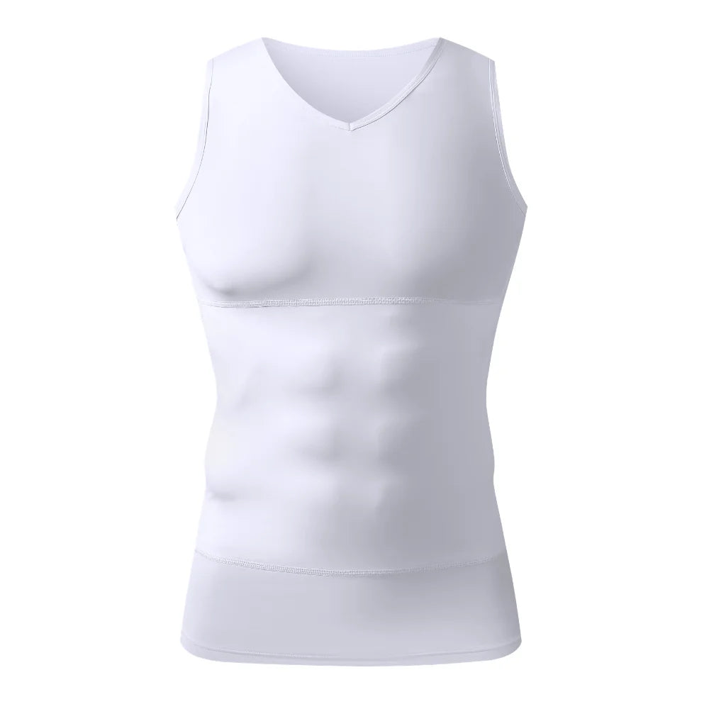 Men's V-Neck Tummy Control Compression Tank
