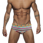 Men's Printed Swim Briefs with Padded Front Pouch