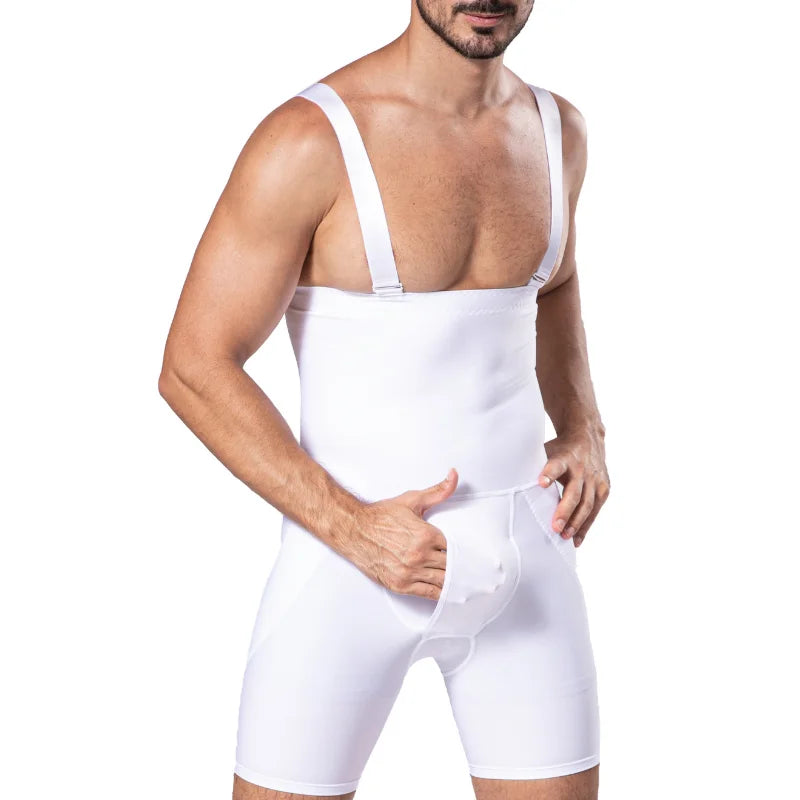 Men's Tummy Control Compression Boxer Shorts with Adjustable Straps