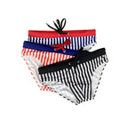 Men's Low-Rise Striped Swim Briefs with Push-Up Pouch