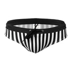 Men's Low-Rise Striped Swim Briefs with Push-Up Pouch