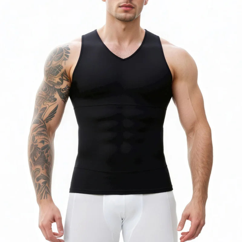 Men's V-Neck Tummy Control Compression Tank