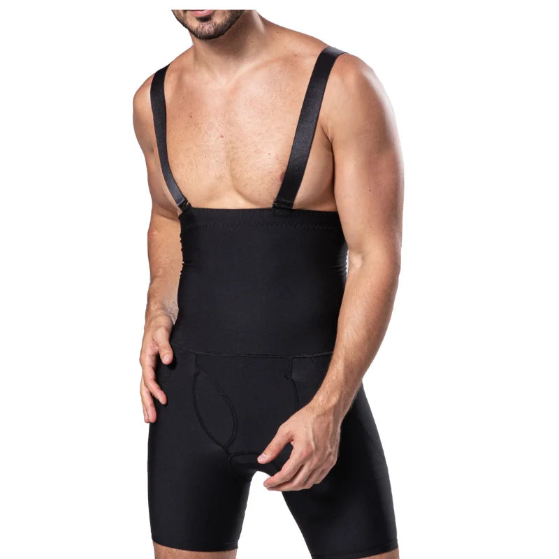 Men's Tummy Control Compression Boxer Shorts with Adjustable Straps