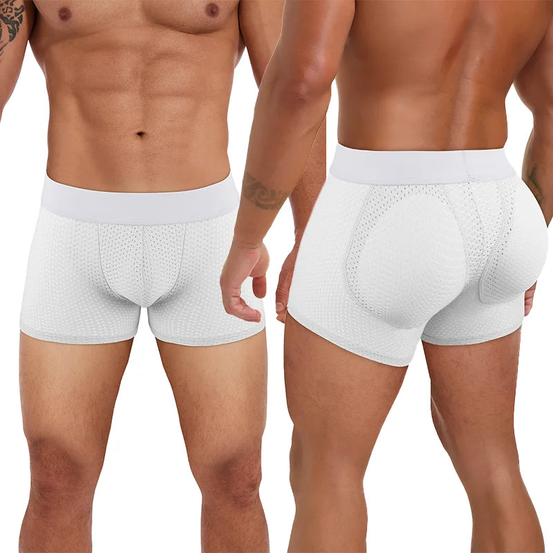 Men's Padded Butt-Lifting Boxer Briefs with Removable Pads
