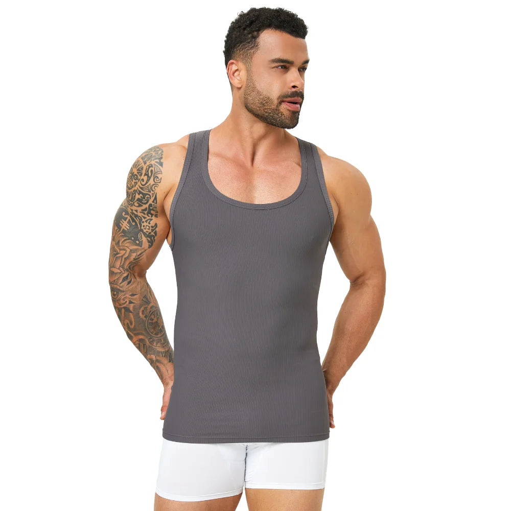 Men's Ribbed Tummy Control Compression Tank Top