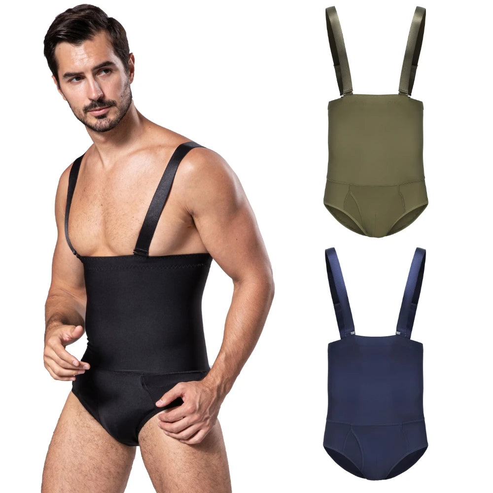 Men's High-Waist Tummy Control Shaper Briefs with Removable Straps
