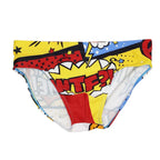 Men's Cartoon-Print Swim Briefs with Removable Push-Up Pad